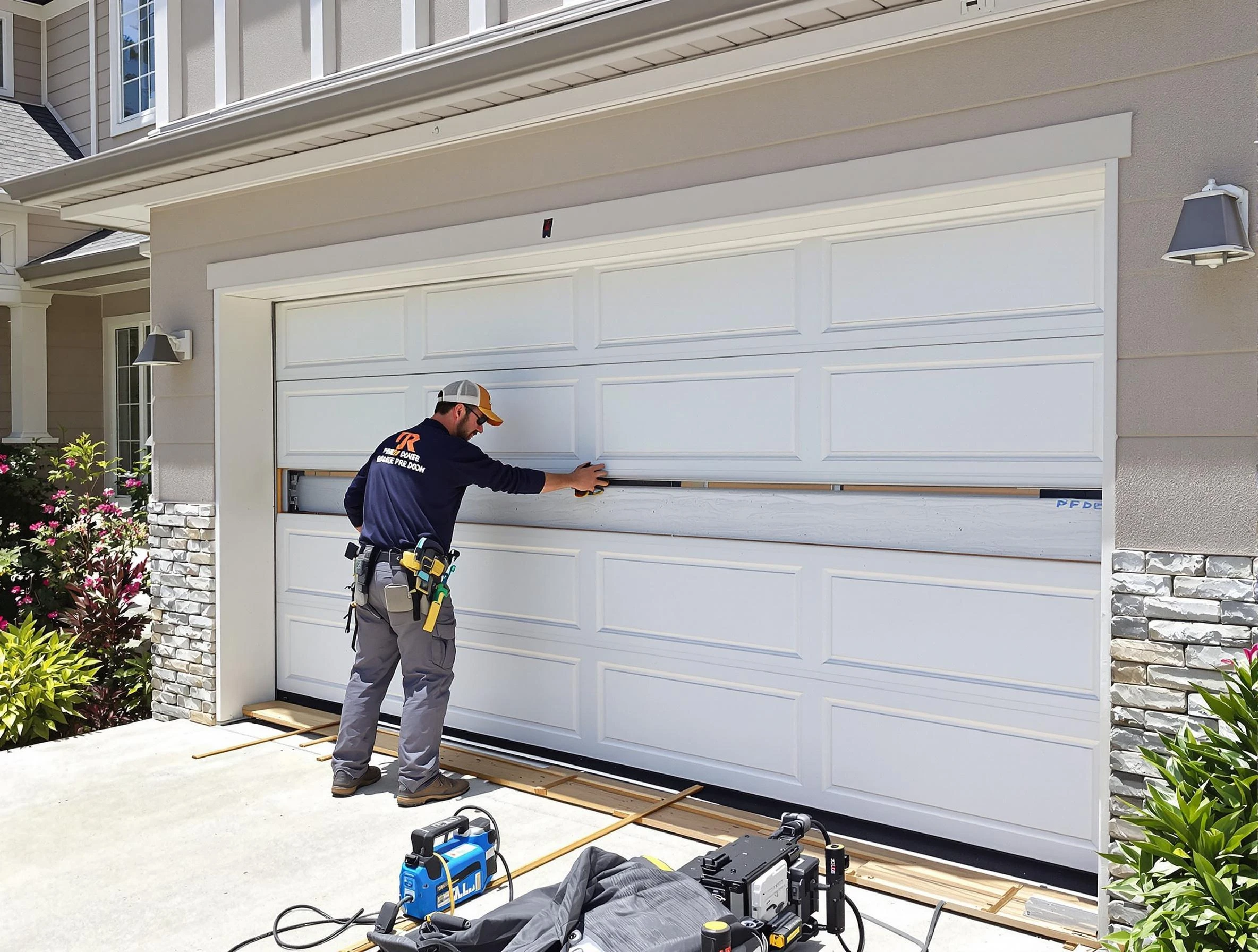Wellsville Garage Door Repair team performing complete garage door replacement at Wellsville residence