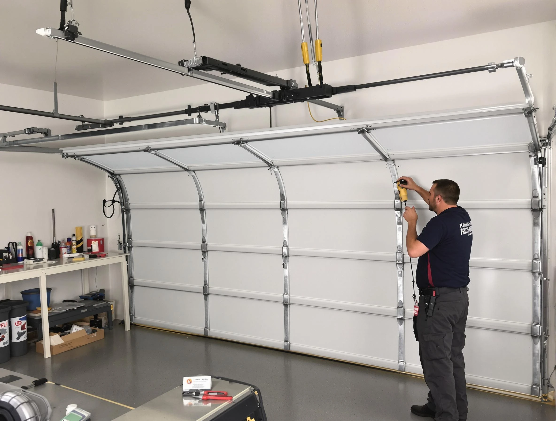 Wellsville Garage Door Repair certified technician performing overhead door system repair in Wellsville