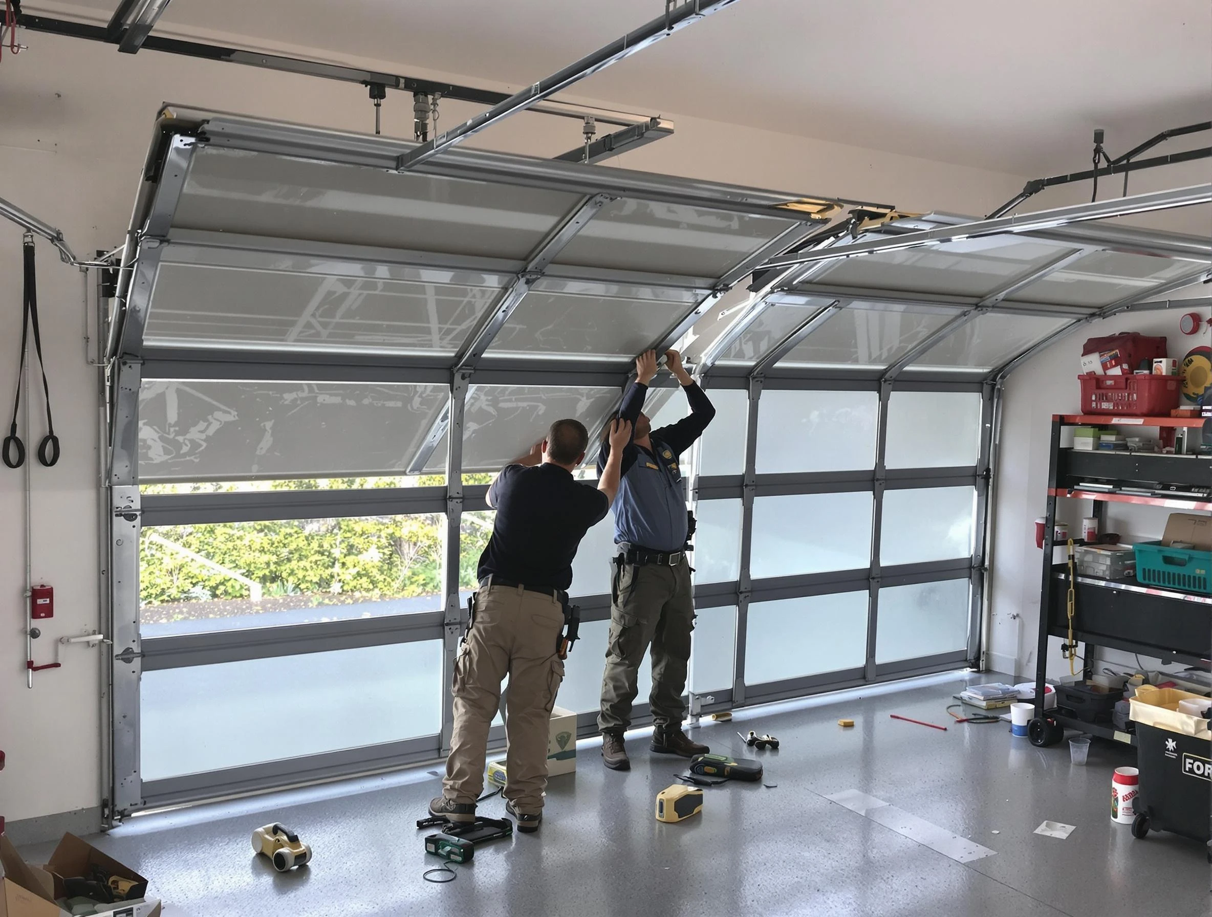 Wellsville Garage Door Repair expert performing precise panel replacement on Wellsville garage door